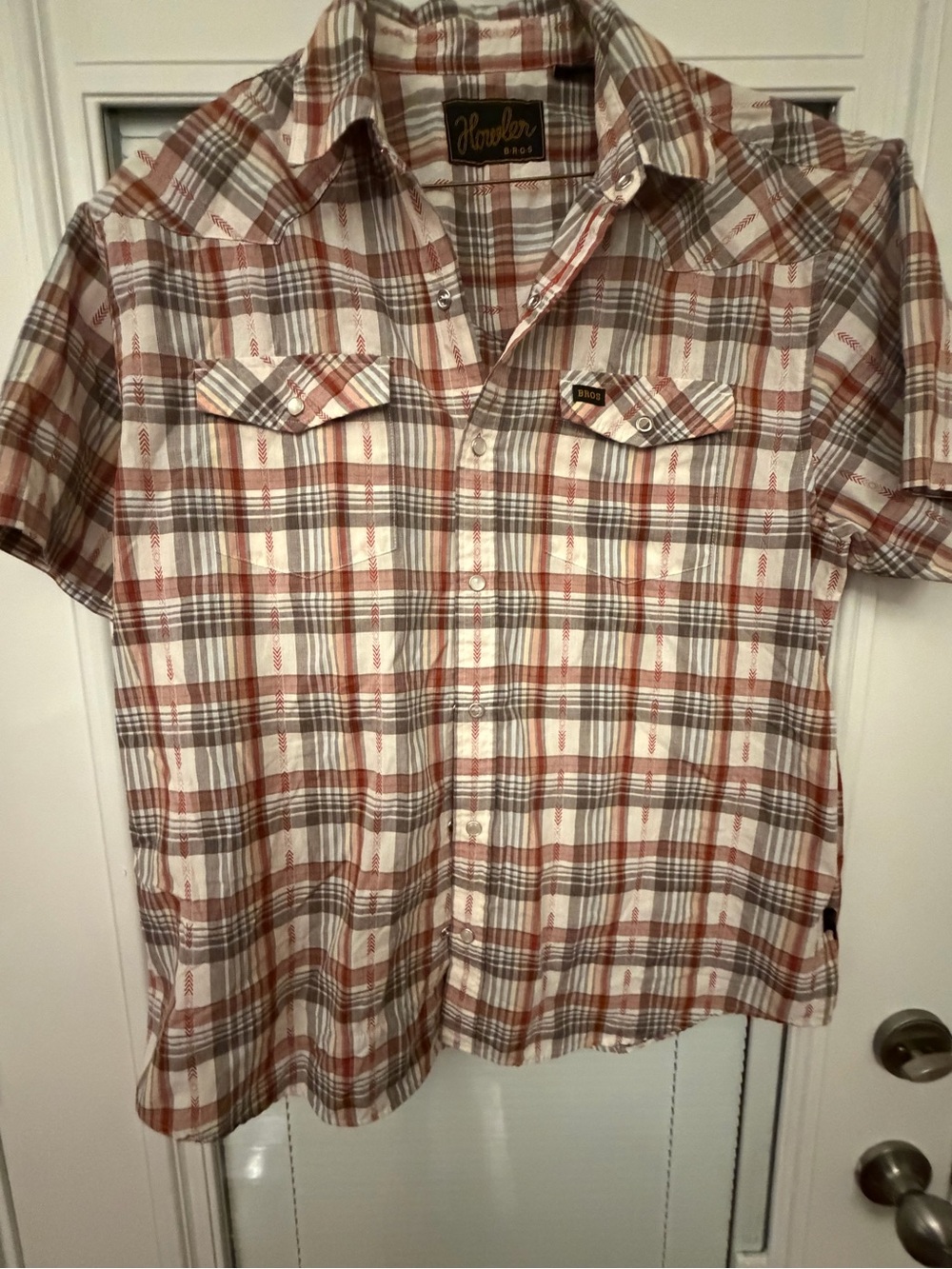 Howler Brothers Plaid Short-Sleeve Button-Down Shirt - White, Brown & Tan